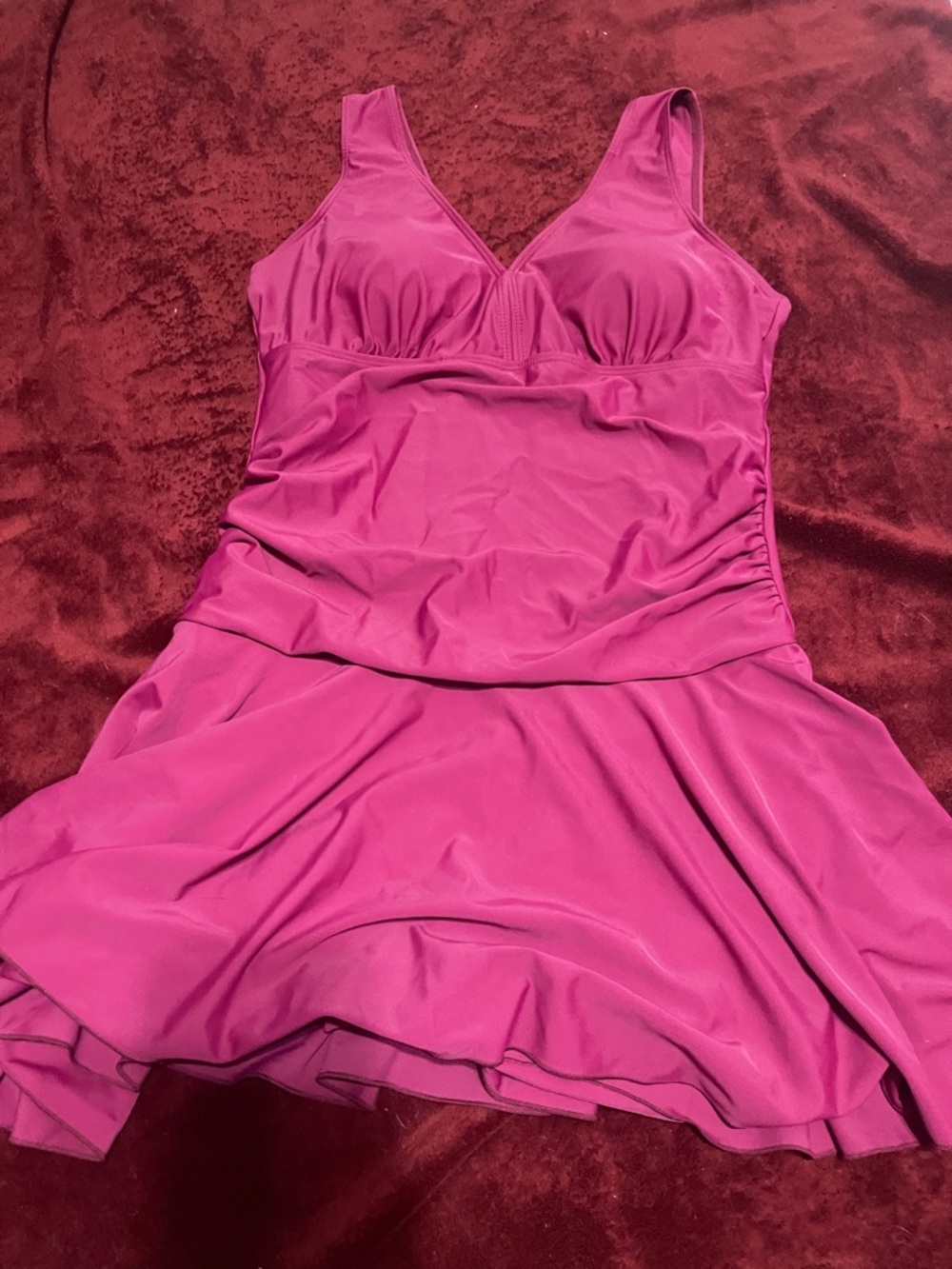 Magenta Swimdress with Skirted Bottom